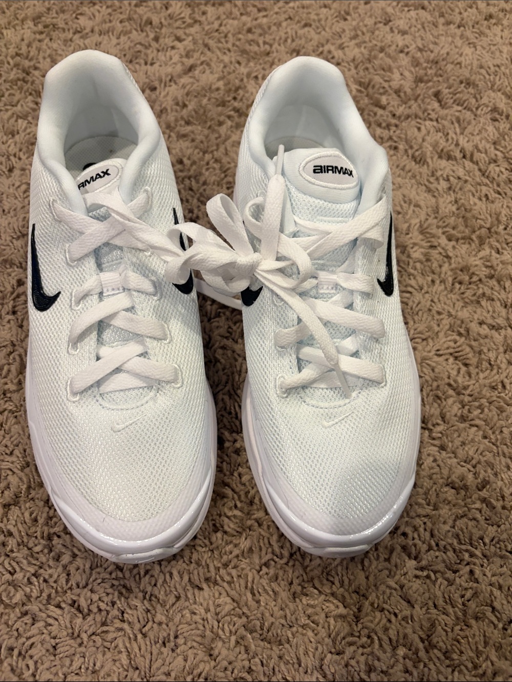 Nike White Sneakers with Black Swoosh Air Max Detail
